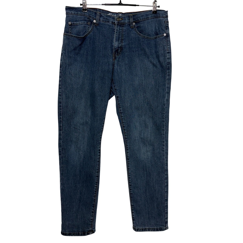 Eddie Bauer Jeans Men Measures 36x33 Tag 34x34 Blue Denim Flannel Lined Straight
